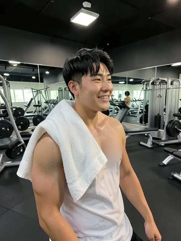 Male AI model after a workout